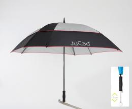 JuCad Windproof Telescopic Umbrella BLACK/SILVER/RED