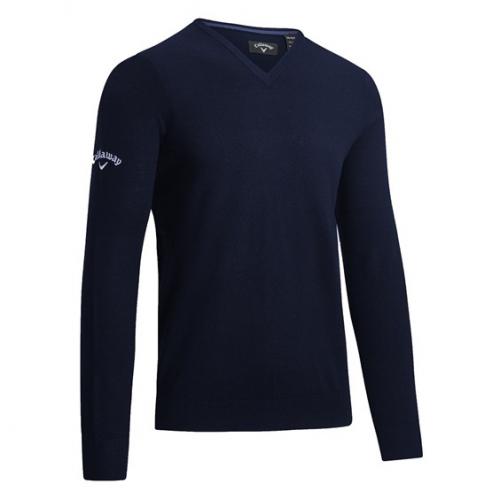 Callaway Ribbed Merino V-Neck Sweater NAVY velikost - L, XXL