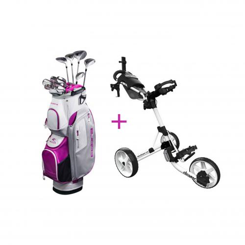 Cobra Fly XL kompletní dámský golfový set na grafit + vozík ClicGear M4