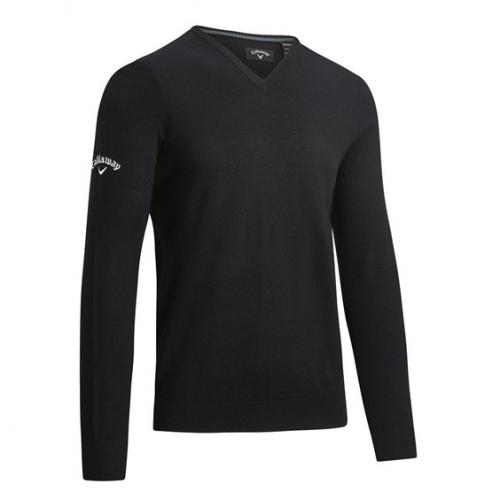 Callaway Ribbed Merino V-Neck Sweater  BLACK ONIX, velikost XS, M, L, XL, XXL