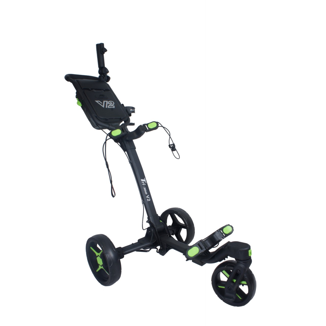 AXGLO Tri-360 V2 ruèní tøíkolový golfový vozík BLACK/GREEN + ZDARMA obal na kola - zvìtšit obrázek