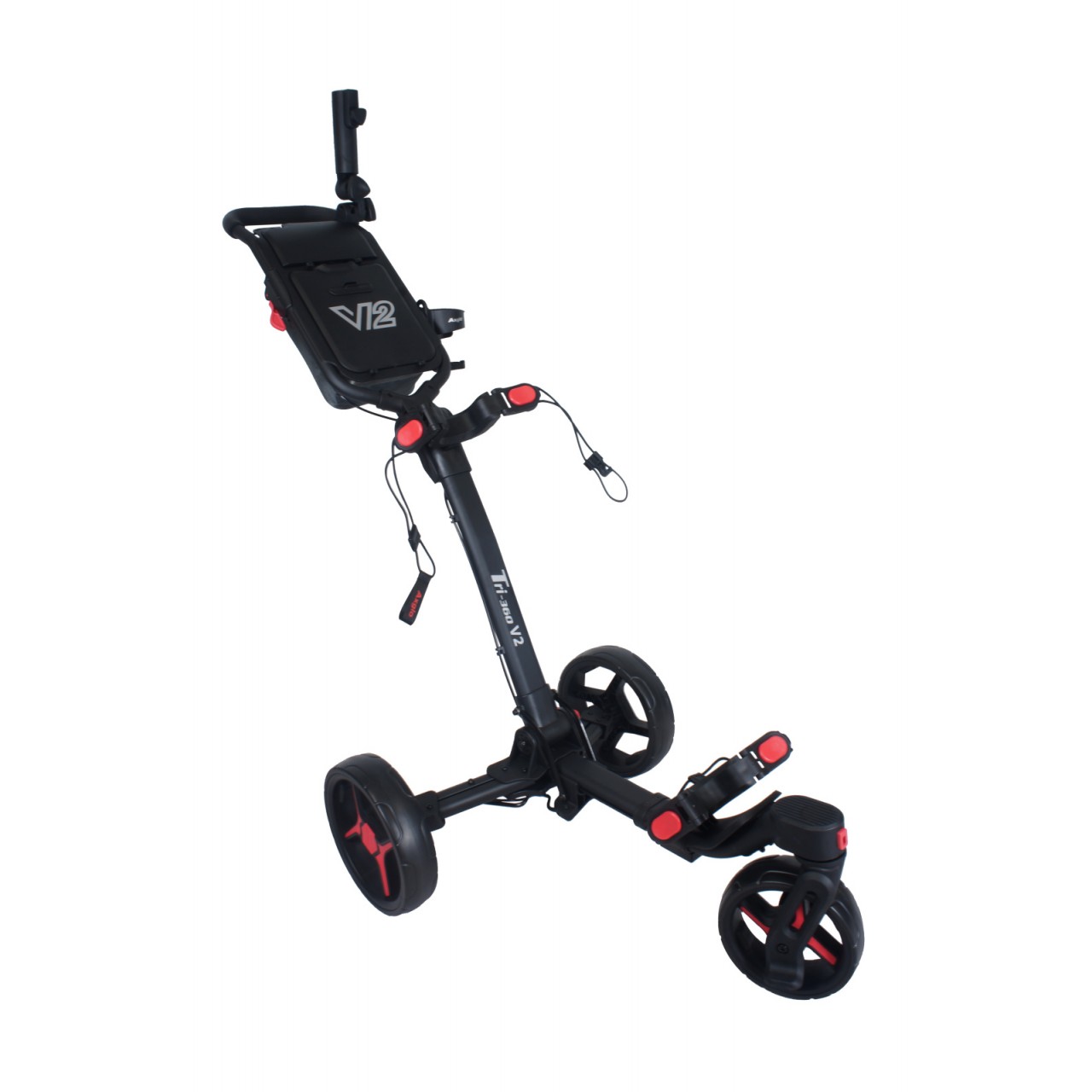AXGLO Tri-360 V2 ruèní tøíkolový golfový vozík BLACK/RED + ZDARMA obal na kola - zvìtšit obrázek